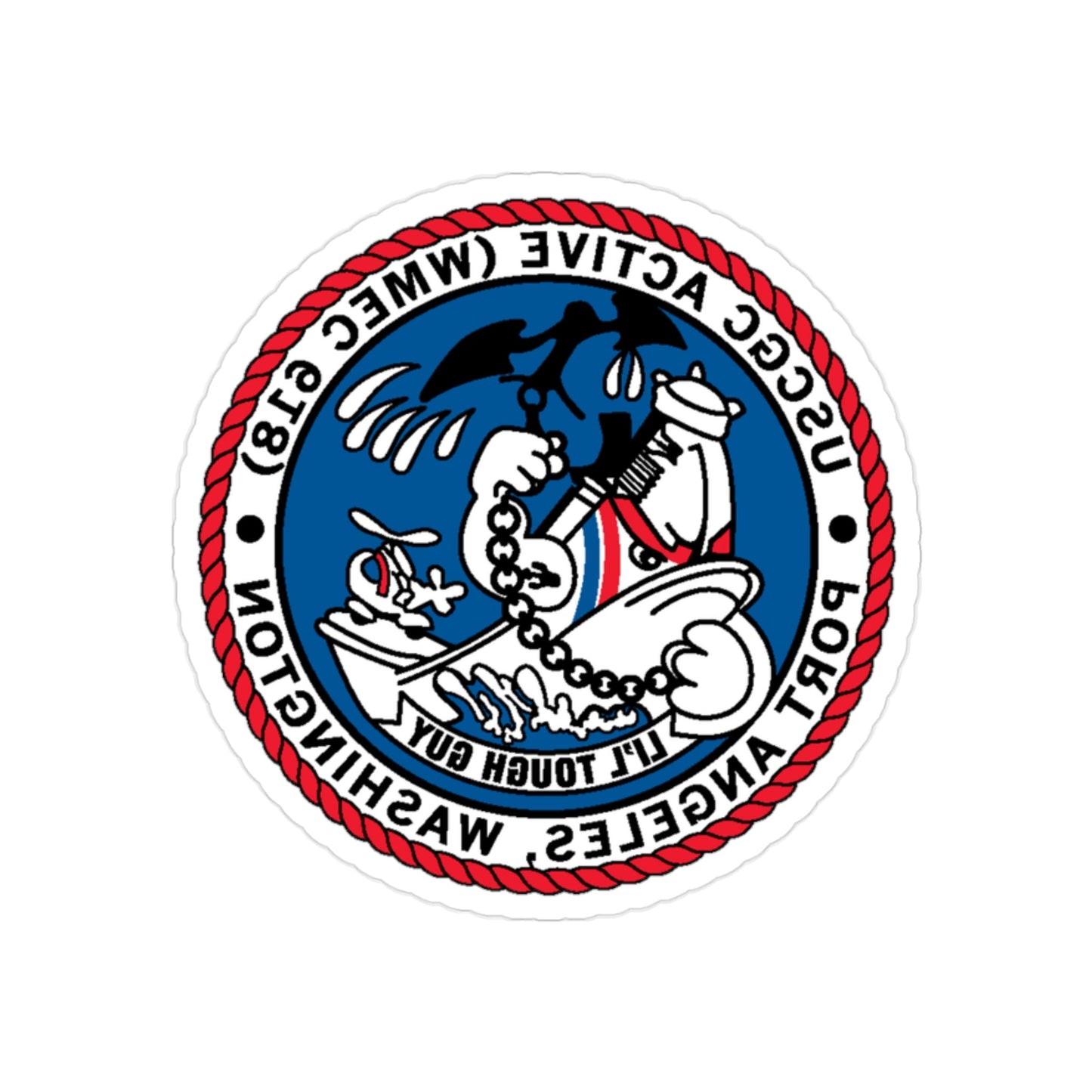 USCGC Active WMEC 618 Port Angeles WA (U.S. Coast Guard) REVERSE PRINT Transparent STICKER-2" × 2"-The Sticker Space