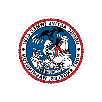 USCGC Active WMEC 618 Port Angeles WA (U.S. Coast Guard) REVERSE PRINT Transparent Die-Cut STICKER 4 Inch Die-Cut Transparent - The Sticker Space