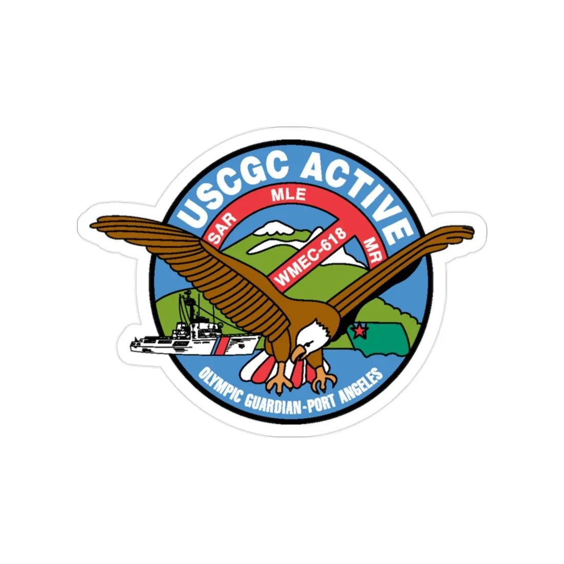 USCGC Active WMEC 618 (U.S. Coast Guard) Transparent STICKER Die-Cut Vinyl Decal 2 Inch - The Sticker Space