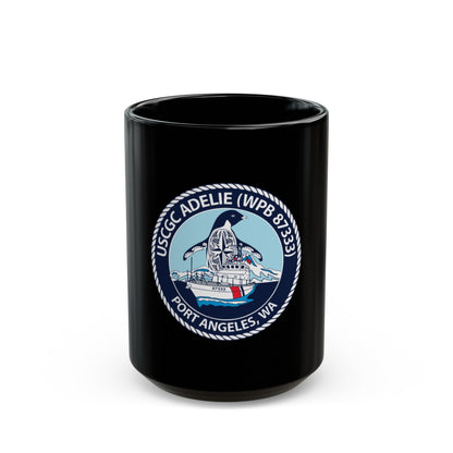 USCGC Adelie (U.S. Coast Guard) Black Coffee Mug-15oz-The Sticker Space