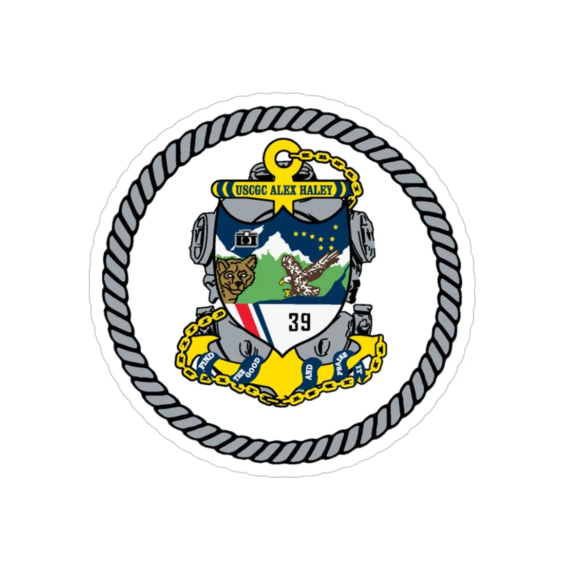 USCGC Alex Haley 39 (U.S. Coast Guard) Transparent STICKER Die-Cut Vinyl Decal 4 Inch - The Sticker Space