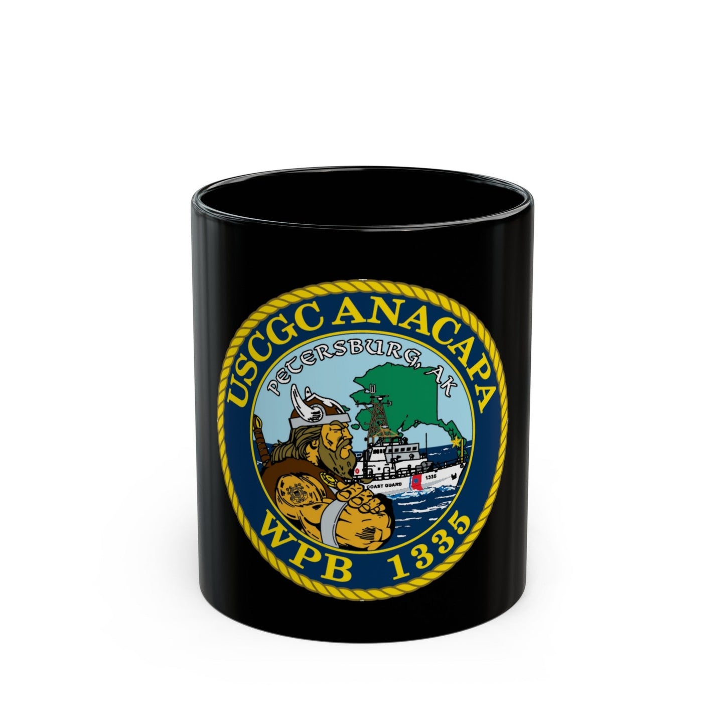 USCGC Anacapa WPB 1335 Petersburg AK (U.S. Coast Guard) Black Coffee Mug-11oz-The Sticker Space