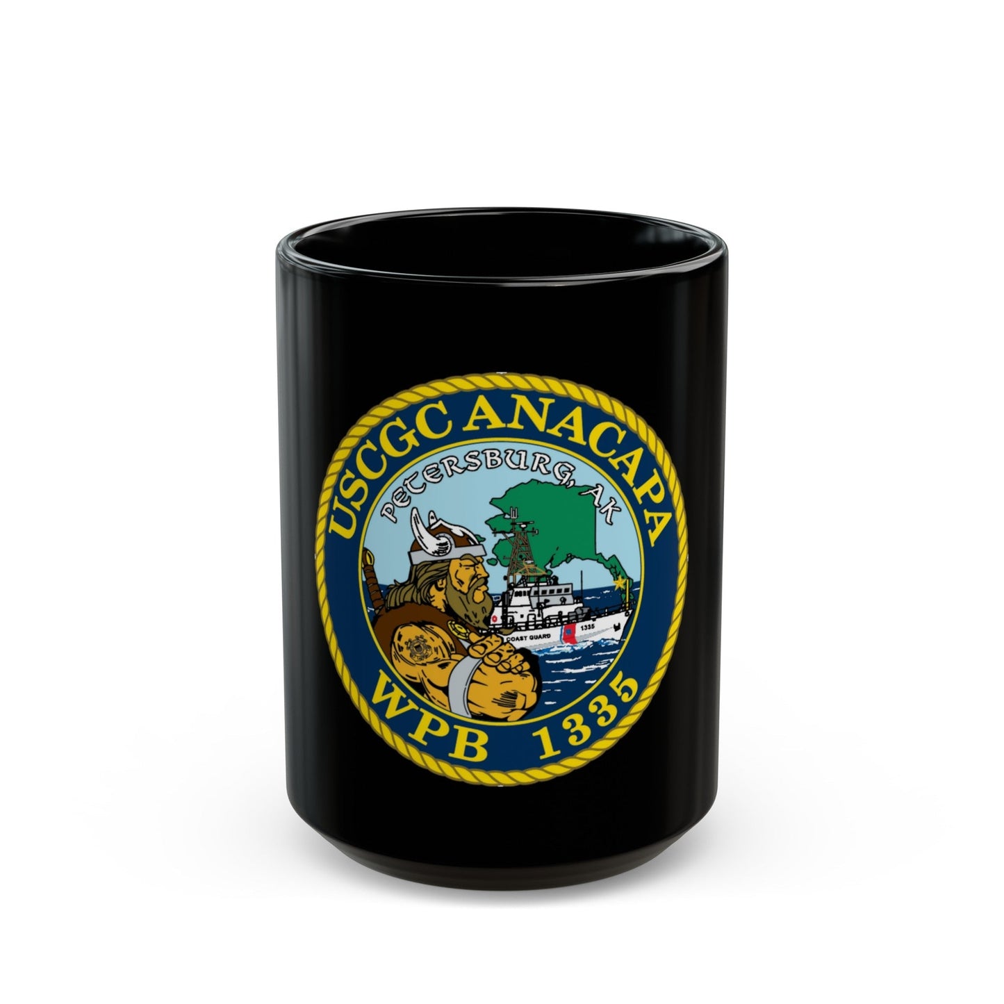 USCGC Anacapa WPB 1335 Petersburg AK (U.S. Coast Guard) Black Coffee Mug-15oz-The Sticker Space