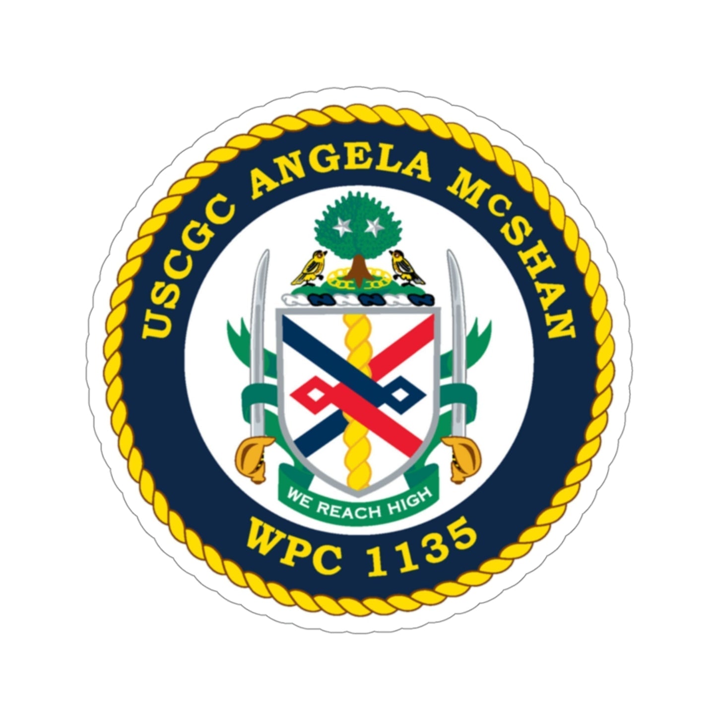 USCGC ANGELA McSHAN WPC 1135 (U.S. Coast Guard) STICKER Vinyl Die-Cut Decal-4 Inch-The Sticker Space