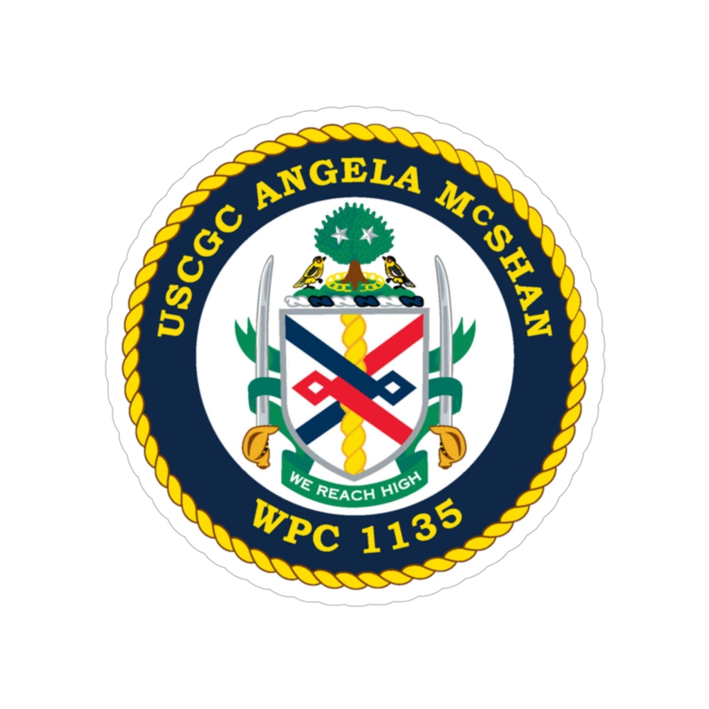 USCGC ANGELA McSHAN WPC 1135 (U.S. Coast Guard) Transparent STICKER Die-Cut Vinyl Decal-5 Inch-The Sticker Space