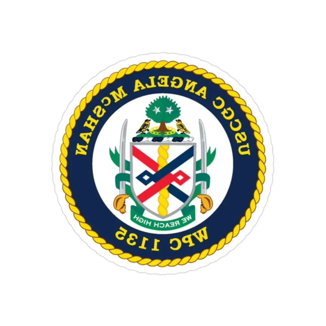 USCGC ANGELA McSHAN WPC 1135 (U.S. Coast Guard) REVERSE PRINT Transparent Die-Cut STICKER 2 Inch Die-Cut Transparent - The Sticker Space