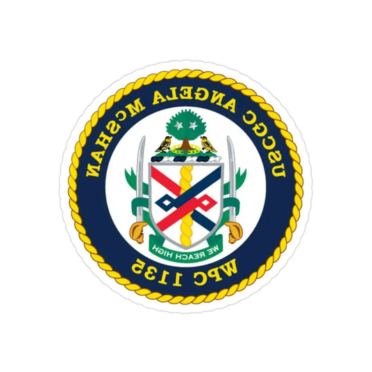 USCGC ANGELA McSHAN WPC 1135 (U.S. Coast Guard) REVERSE PRINT Transparent Die-Cut STICKER 2 Inch Die-Cut Transparent - The Sticker Space