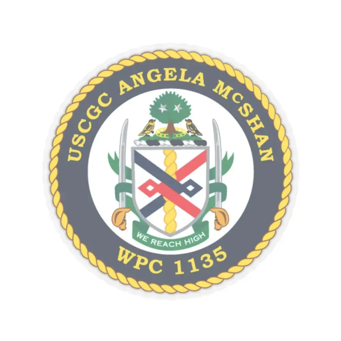 USCGC ANGELA McSHAN WPC 1135 (U.S. Coast Guard) STICKER Vinyl Kiss-Cut Decal 2 Inch Transparent - The Sticker Space