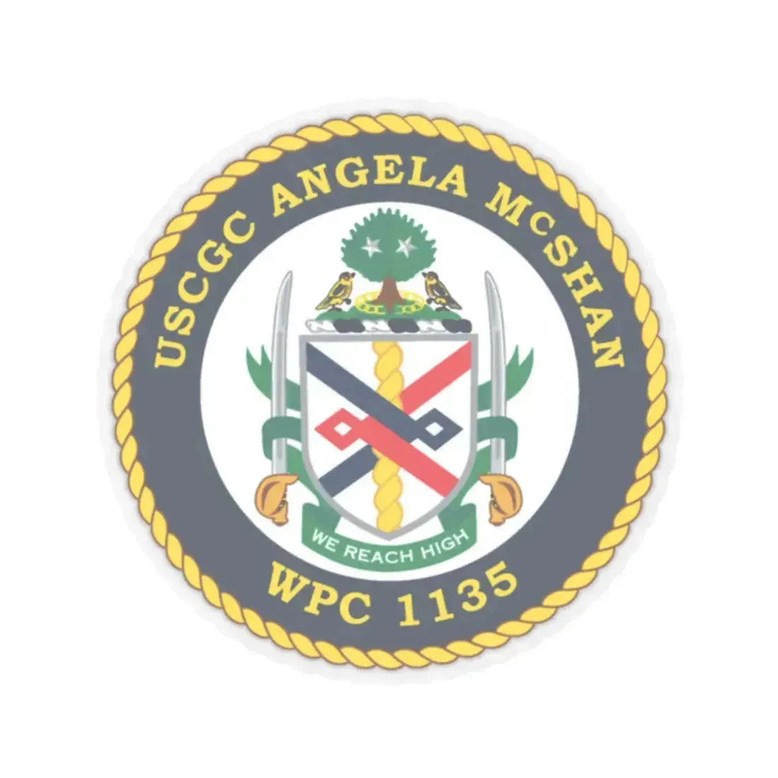 USCGC ANGELA McSHAN WPC 1135 (U.S. Coast Guard) STICKER Vinyl Kiss-Cut Decal 2 Inch Transparent - The Sticker Space