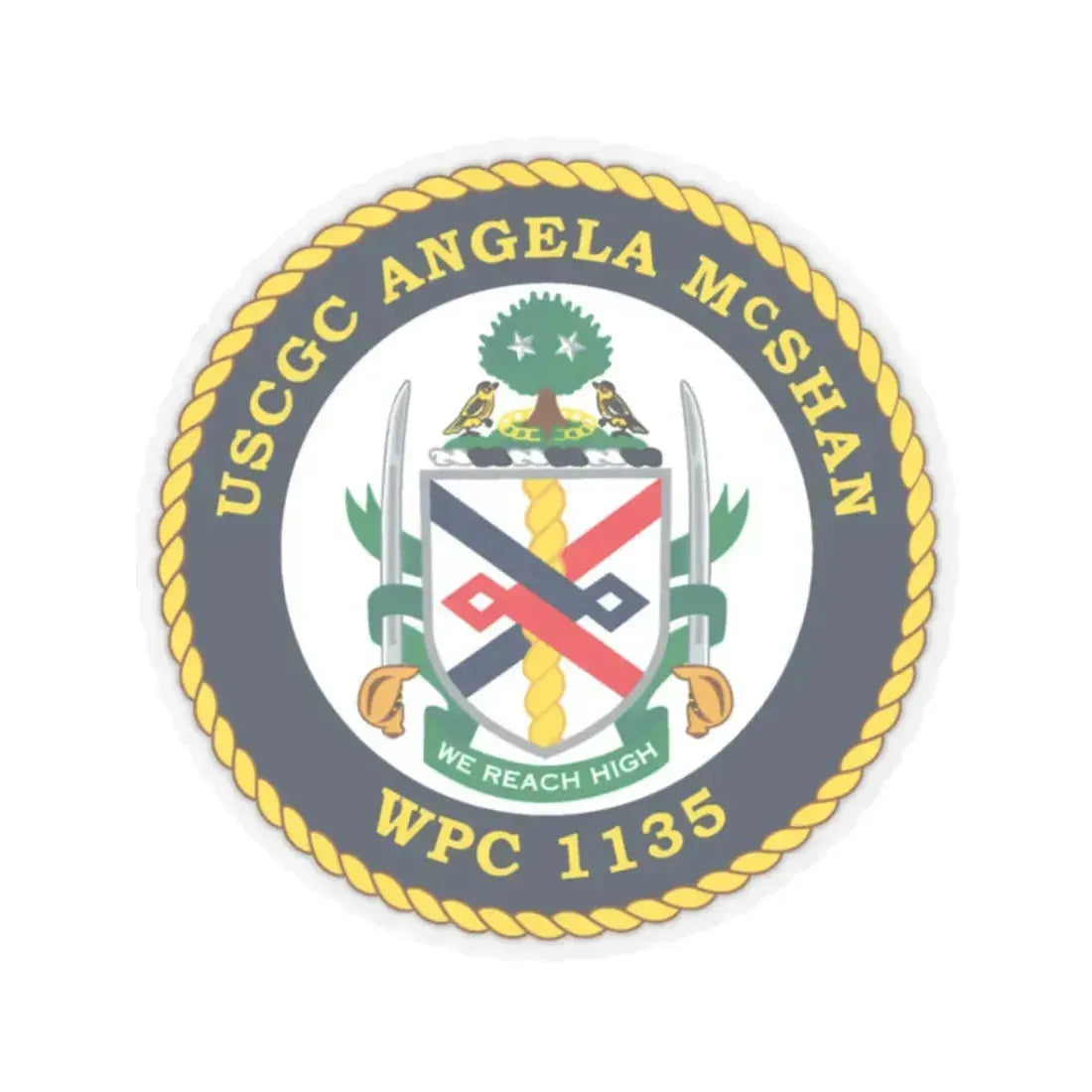 USCGC ANGELA McSHAN WPC 1135 (U.S. Coast Guard) STICKER Vinyl Kiss-Cut Decal 3 Inch Transparent - The Sticker Space