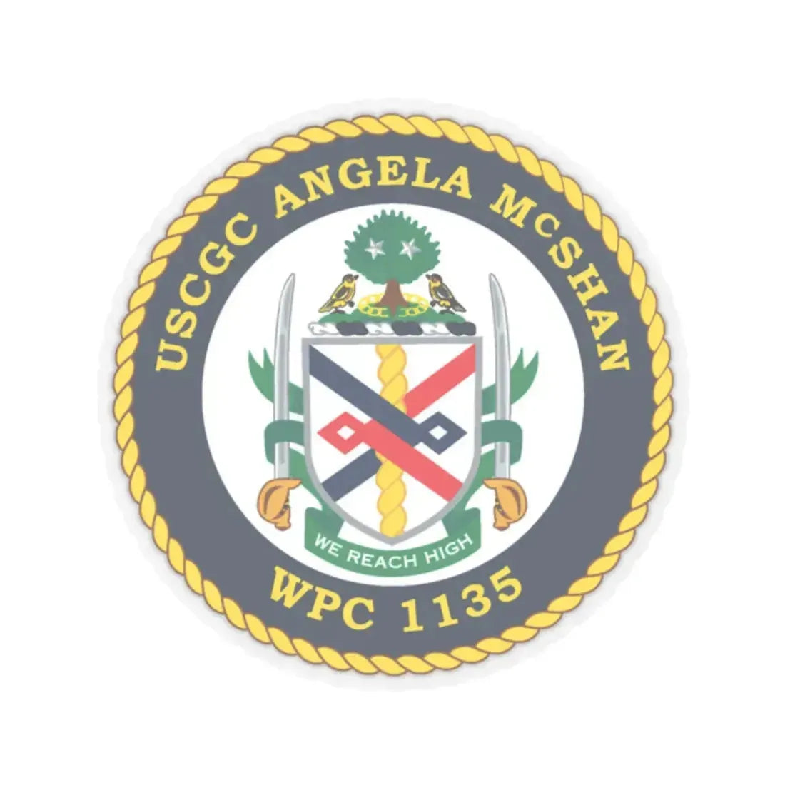USCGC ANGELA McSHAN WPC 1135 (U.S. Coast Guard) STICKER Vinyl Kiss-Cut Decal 3 Inch Transparent - The Sticker Space