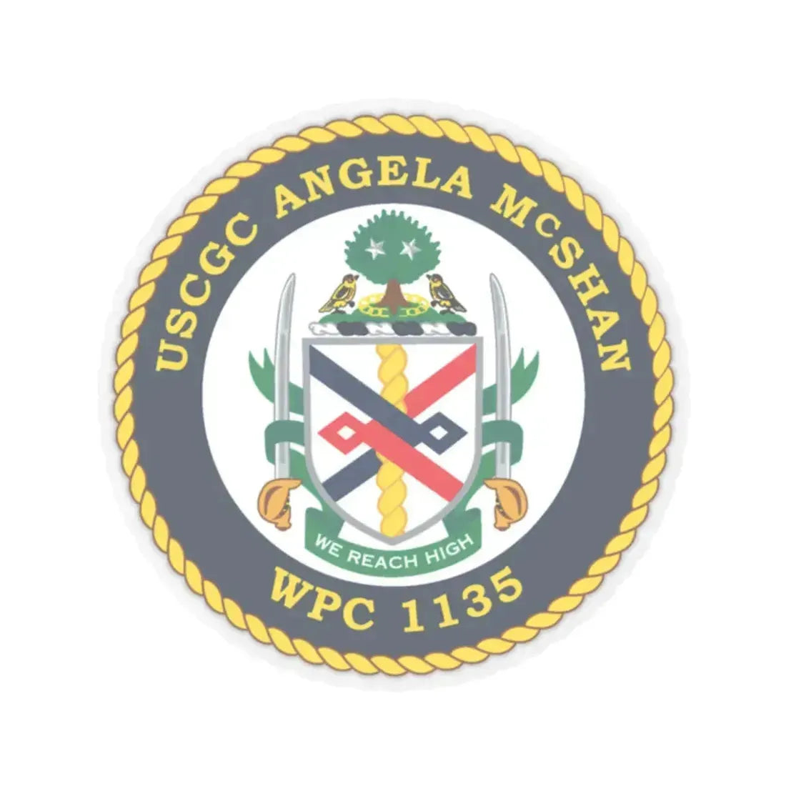 USCGC ANGELA McSHAN WPC 1135 (U.S. Coast Guard) STICKER Vinyl Kiss-Cut Decal 4 Inch Transparent - The Sticker Space