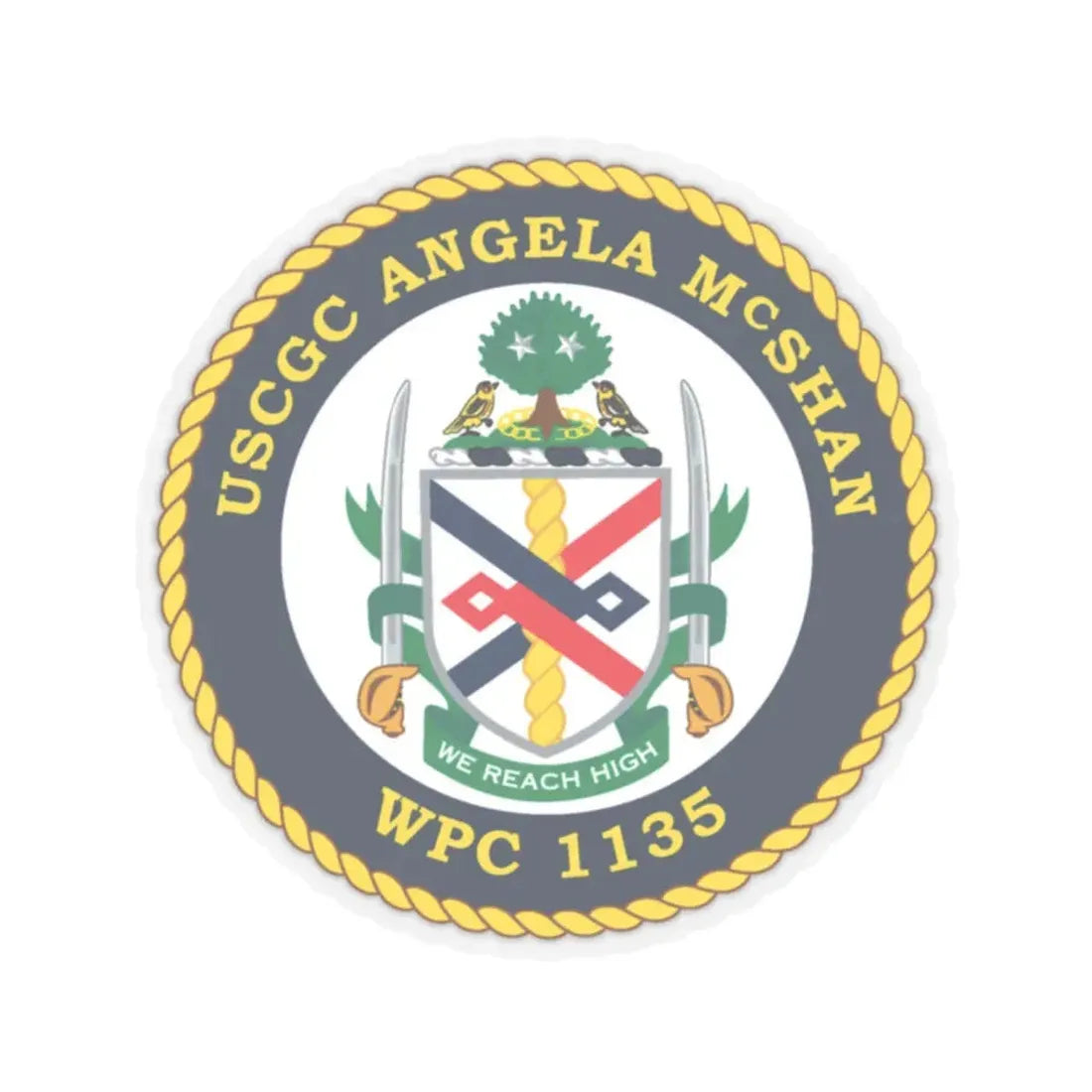 USCGC ANGELA McSHAN WPC 1135 (U.S. Coast Guard) STICKER Vinyl Kiss-Cut Decal 6 Inch Transparent - The Sticker Space