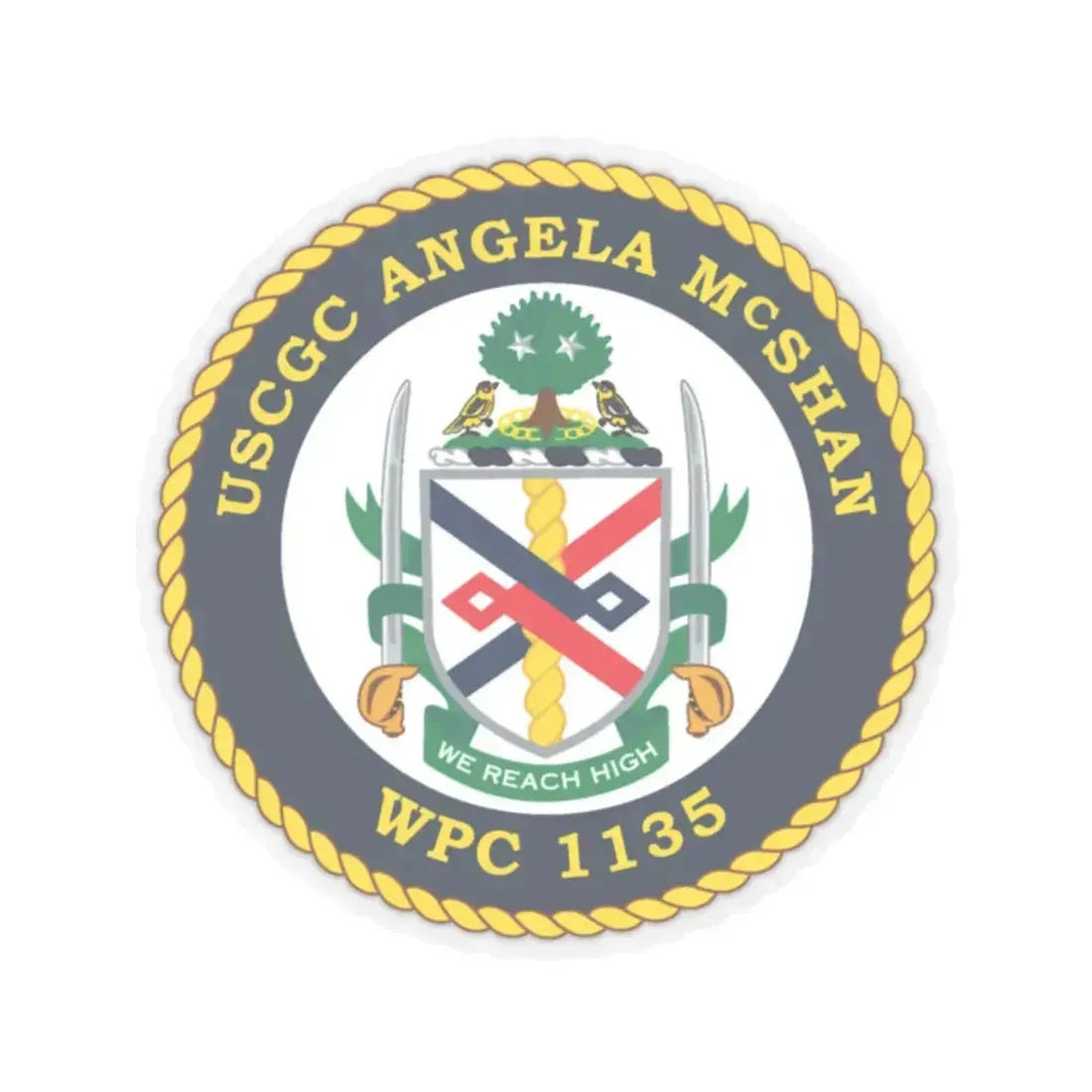 USCGC ANGELA McSHAN WPC 1135 (U.S. Coast Guard) STICKER Vinyl Kiss-Cut Decal 6 Inch Transparent - The Sticker Space