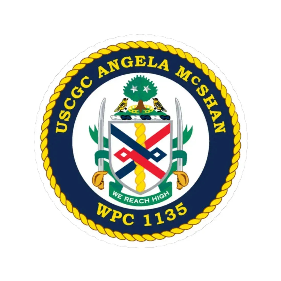 USCGC ANGELA McSHAN WPC 1135 (U.S. Coast Guard) STICKER Vinyl Kiss-Cut Decal 6 Inch White - The Sticker Space