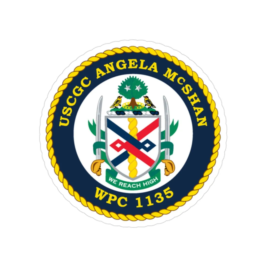 USCGC ANGELA McSHAN WPC 1135 (U.S. Coast Guard) Transparent STICKER Die-Cut Vinyl Decal 2 Inch - The Sticker Space