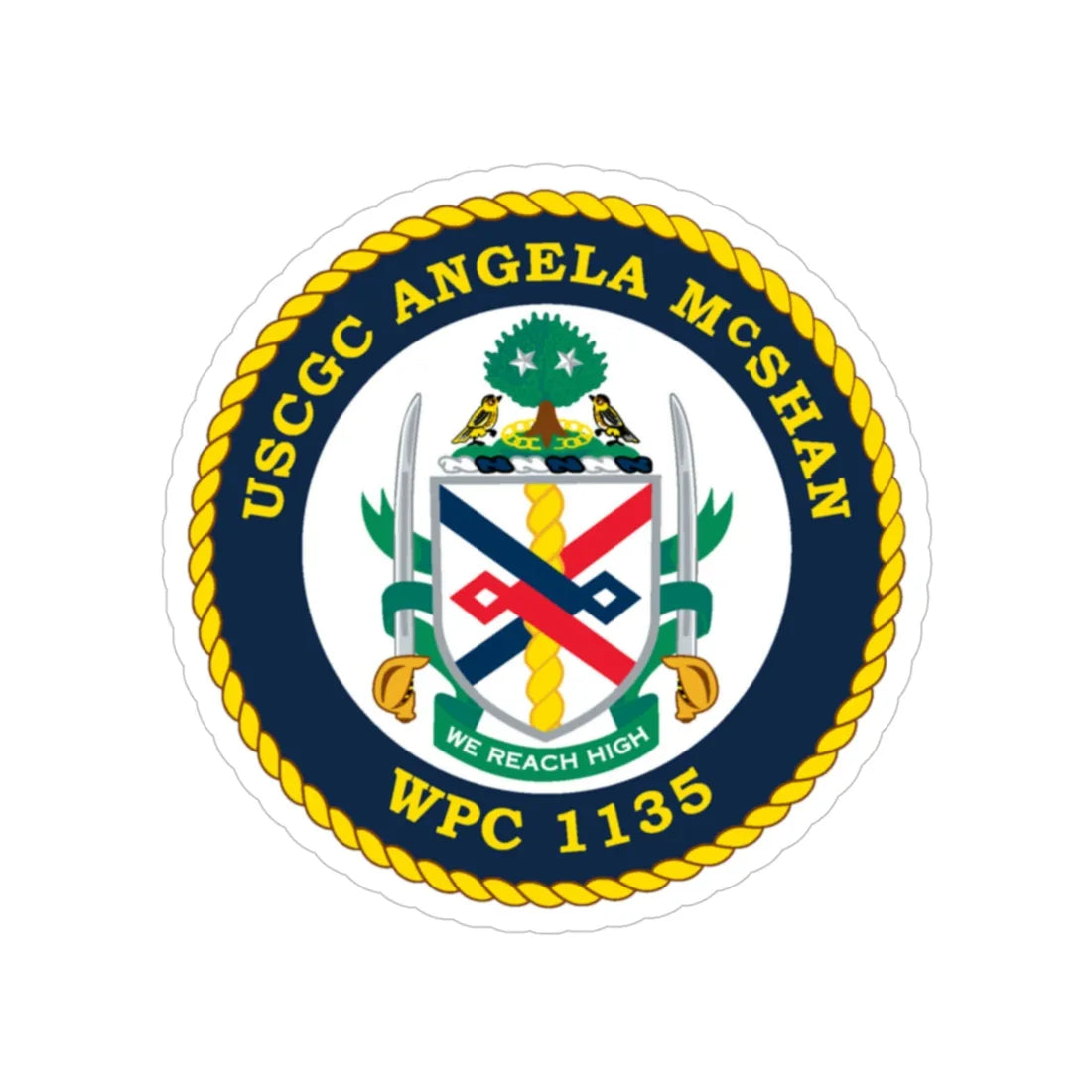 USCGC ANGELA McSHAN WPC 1135 (U.S. Coast Guard) Transparent STICKER Die-Cut Vinyl Decal 3 Inch - The Sticker Space
