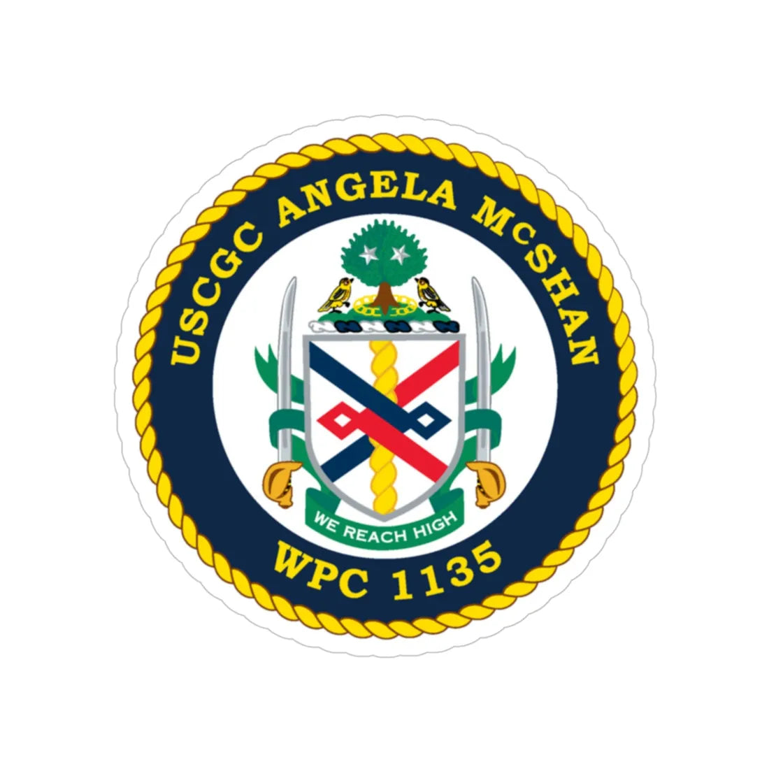 USCGC ANGELA McSHAN WPC 1135 (U.S. Coast Guard) Transparent STICKER Die-Cut Vinyl Decal 4 Inch - The Sticker Space