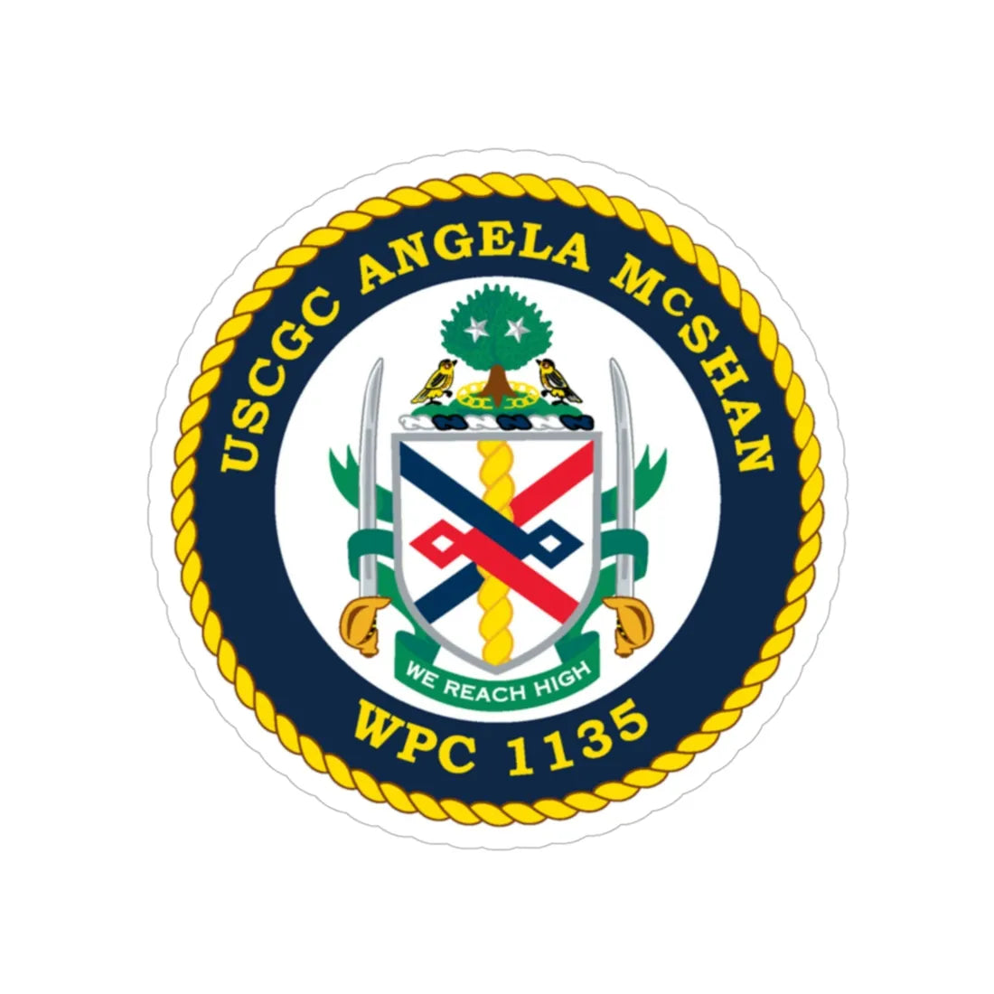 USCGC ANGELA McSHAN WPC 1135 (U.S. Coast Guard) Transparent STICKER Die-Cut Vinyl Decal 5 Inch - The Sticker Space