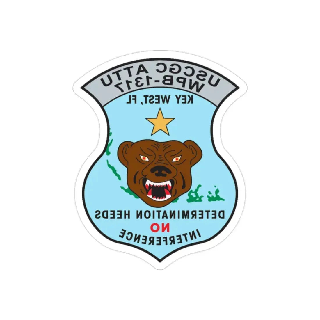 USCGC Attu WPB 1317   Key West FL (U.S. Coast Guard) REVERSE PRINT Transparent Die-Cut STICKER 2 Inch Die-Cut Transparent - The Sticker Space