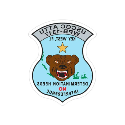 USCGC Attu WPB 1317   Key West FL (U.S. Coast Guard) REVERSE PRINT Transparent Die-Cut STICKER 2 Inch Die-Cut Transparent - The Sticker Space