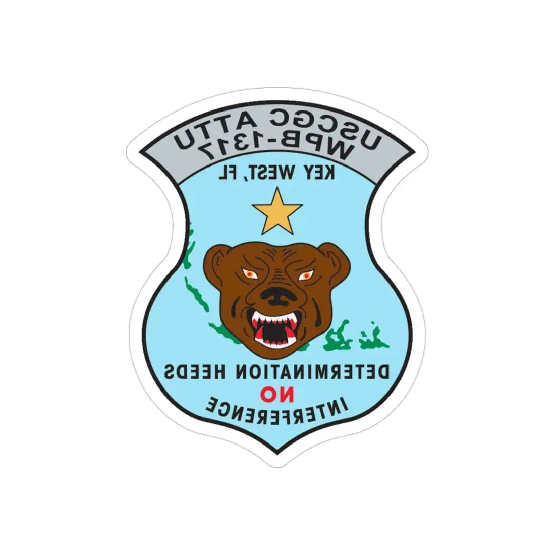 USCGC Attu WPB 1317   Key West FL (U.S. Coast Guard) REVERSE PRINT Transparent Die-Cut STICKER 3 Inch Die-Cut Transparent - The Sticker Space