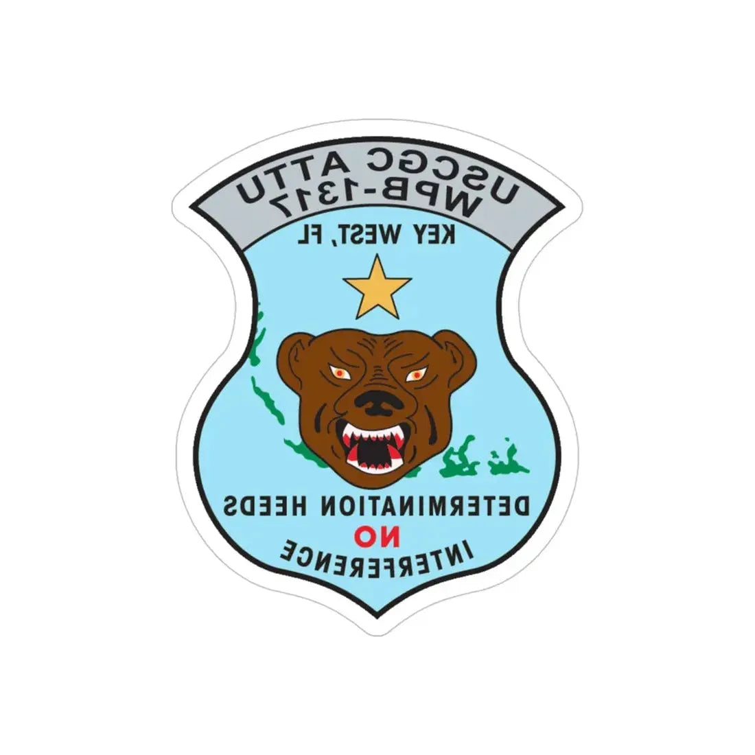 USCGC Attu WPB 1317   Key West FL (U.S. Coast Guard) REVERSE PRINT Transparent Die-Cut STICKER 4 Inch Die-Cut Transparent - The Sticker Space