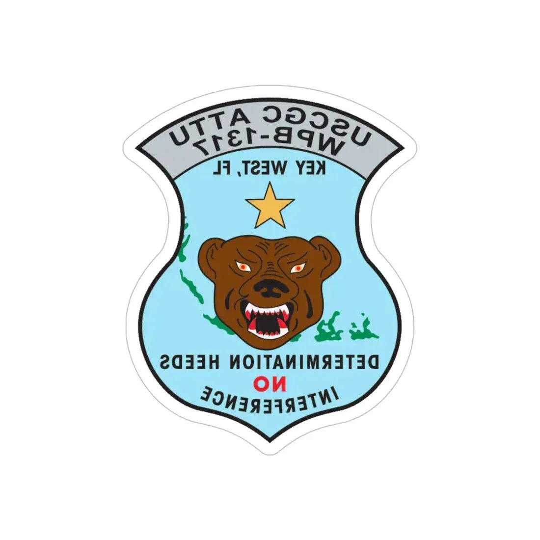 USCGC Attu WPB 1317   Key West FL (U.S. Coast Guard) REVERSE PRINT Transparent Die-Cut STICKER 5 Inch Die-Cut Transparent - The Sticker Space