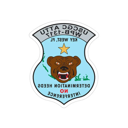 USCGC Attu WPB 1317   Key West FL (U.S. Coast Guard) REVERSE PRINT Transparent Die-Cut STICKER 5 Inch Die-Cut Transparent - The Sticker Space