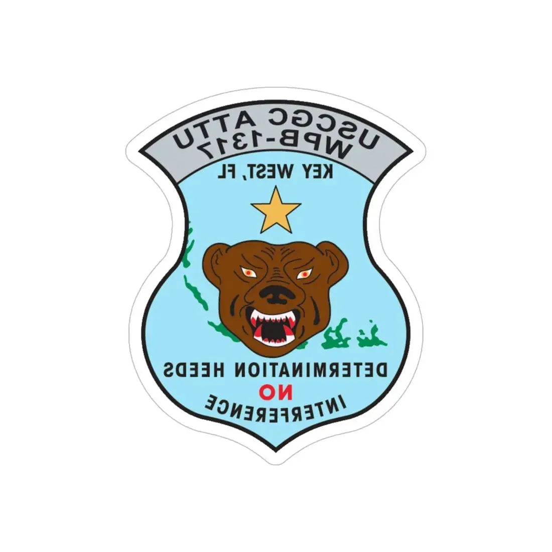 USCGC Attu WPB 1317   Key West FL (U.S. Coast Guard) REVERSE PRINT Transparent Die-Cut STICKER 6 Inch Die-Cut Transparent - The Sticker Space