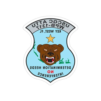 USCGC Attu WPB 1317   Key West FL (U.S. Coast Guard) REVERSE PRINT Transparent Die-Cut STICKER 6 Inch Die-Cut Transparent - The Sticker Space