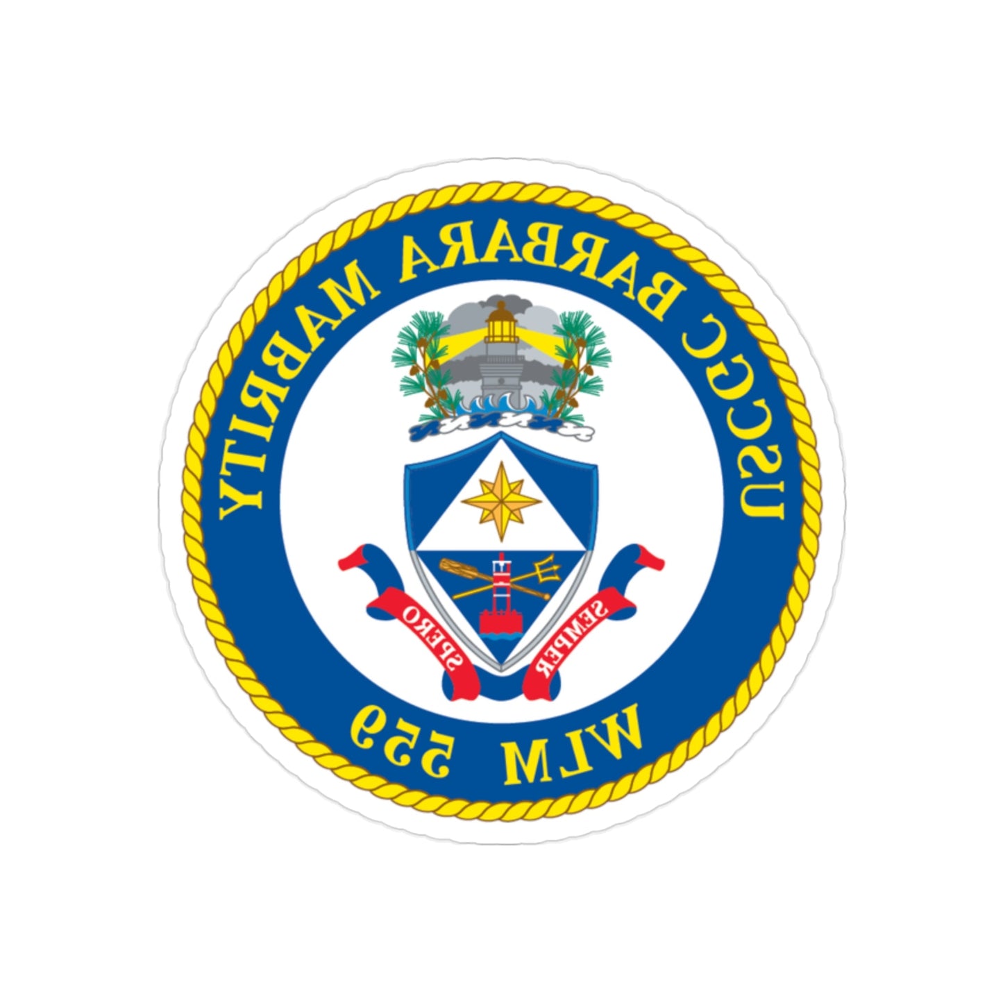 USCGC Barbara Mabrity WLM 559 (U.S. Coast Guard) REVERSE PRINT Transparent STICKER-2" × 2"-The Sticker Space