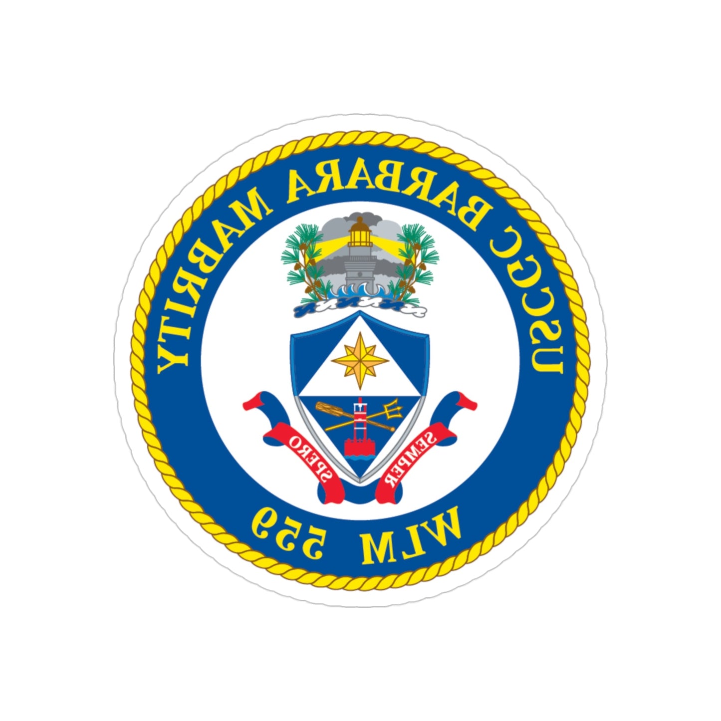 USCGC Barbara Mabrity WLM 559 (U.S. Coast Guard) REVERSE PRINT Transparent STICKER-3" × 3"-The Sticker Space