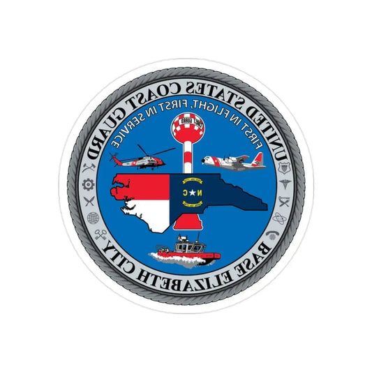 USCGC Base Elizabeth City (U.S. Coast Guard) REVERSE PRINT Transparent Die-Cut STICKER 2 Inch Die-Cut Transparent - The Sticker Space
