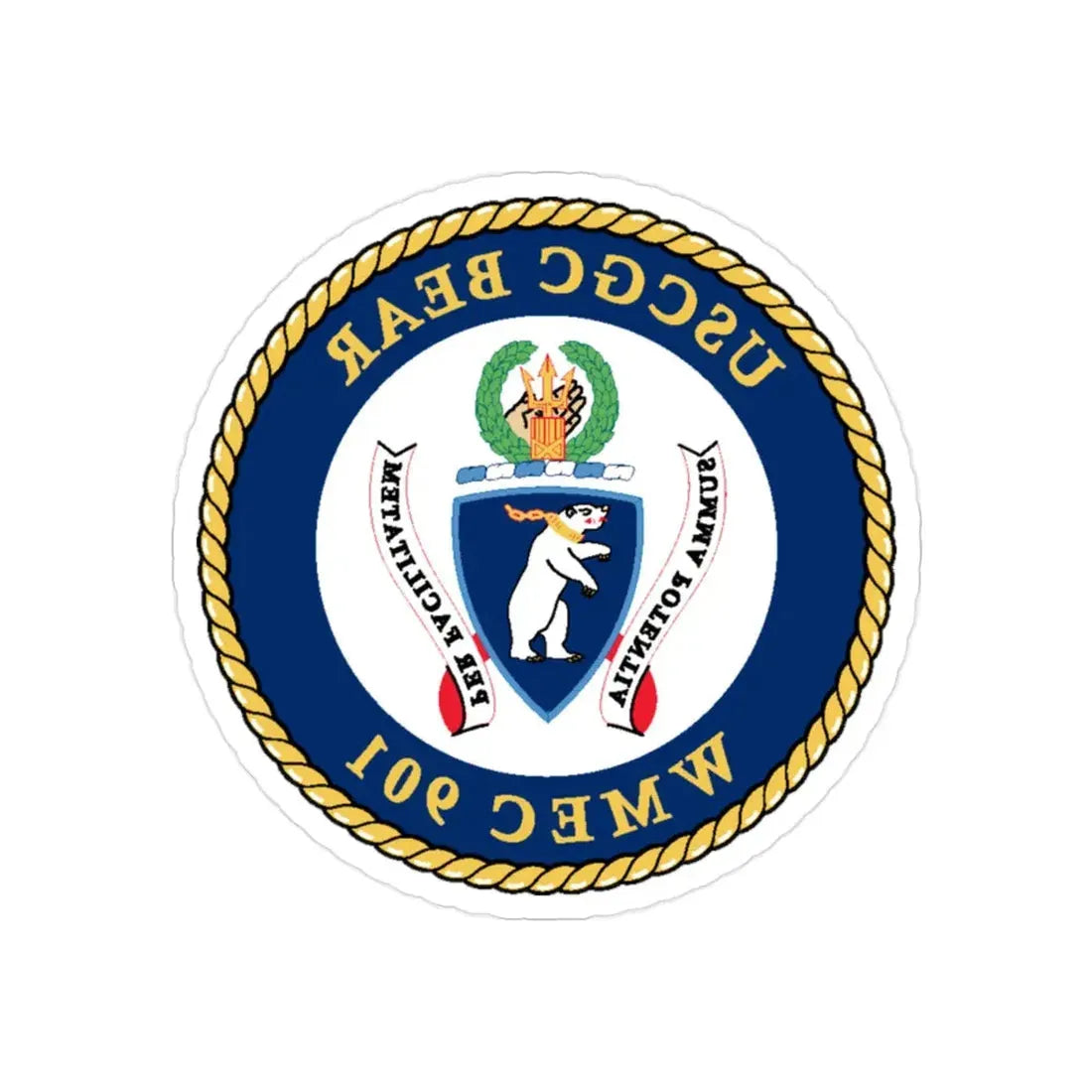 USCGC Bear WMEC 901 (U.S. Coast Guard) REVERSE PRINT Transparent Die-Cut STICKER 2 Inch Die-Cut Transparent - The Sticker Space