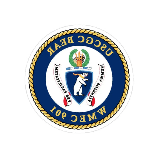 USCGC Bear WMEC 901 (U.S. Coast Guard) REVERSE PRINT Transparent Die-Cut STICKER 2 Inch Die-Cut Transparent - The Sticker Space