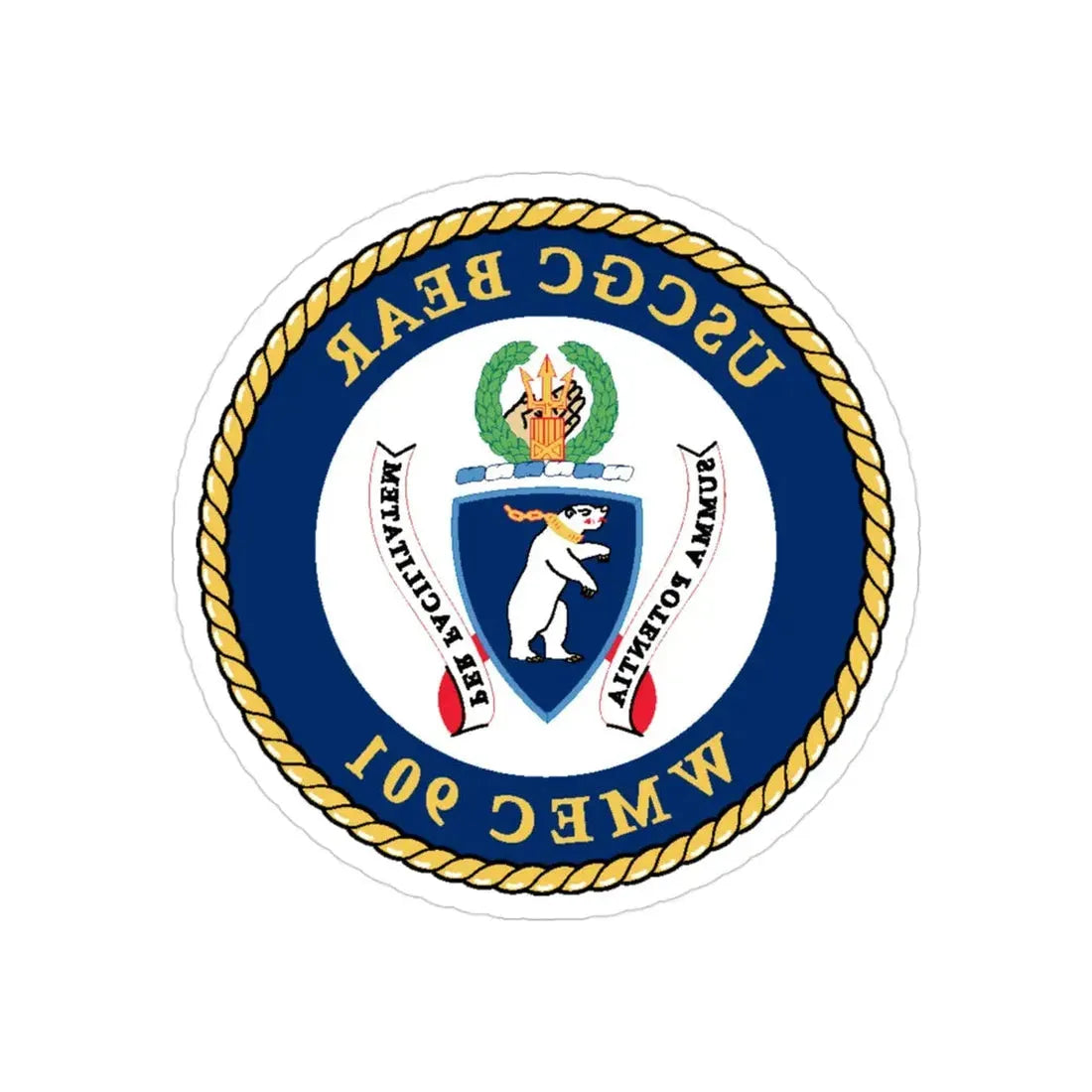 USCGC Bear WMEC 901 (U.S. Coast Guard) REVERSE PRINT Transparent Die-Cut STICKER 3 Inch Die-Cut Transparent - The Sticker Space