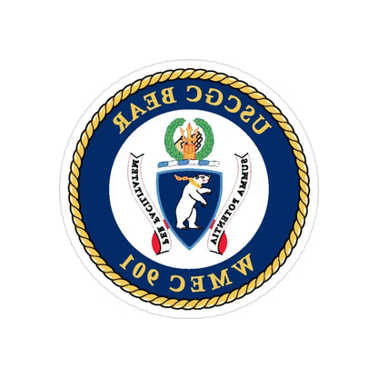 USCGC Bear WMEC 901 (U.S. Coast Guard) REVERSE PRINT Transparent Die-Cut STICKER 3 Inch Die-Cut Transparent - The Sticker Space