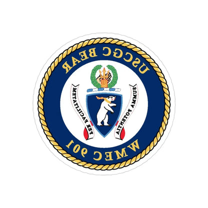 USCGC Bear WMEC 901 (U.S. Coast Guard) REVERSE PRINT Transparent Die-Cut STICKER 4 Inch Die-Cut Transparent - The Sticker Space