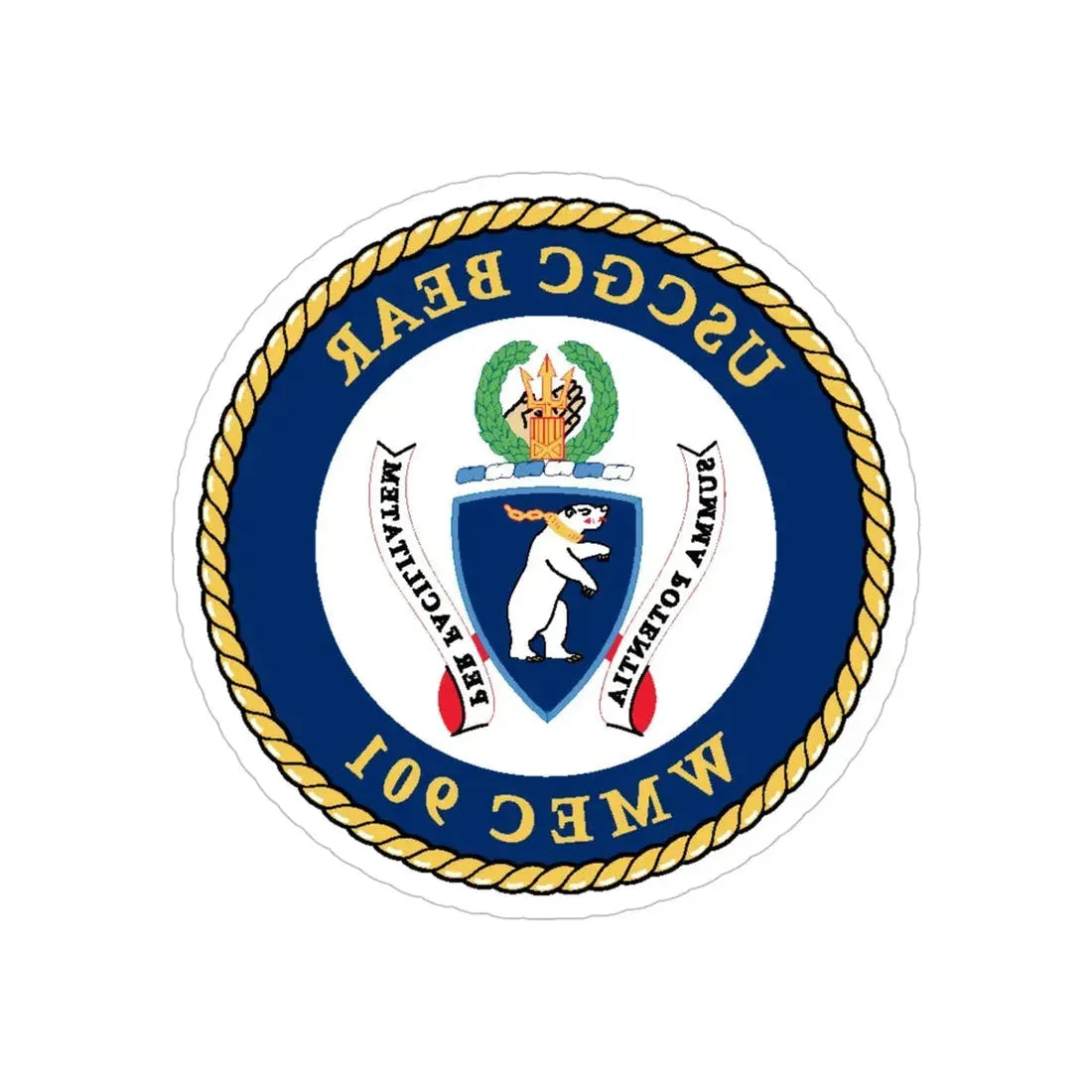 USCGC Bear WMEC 901 (U.S. Coast Guard) REVERSE PRINT Transparent Die-Cut STICKER 6 Inch Die-Cut Transparent - The Sticker Space