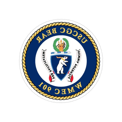 USCGC Bear WMEC 901 (U.S. Coast Guard) REVERSE PRINT Transparent Die-Cut STICKER 6 Inch Die-Cut Transparent - The Sticker Space