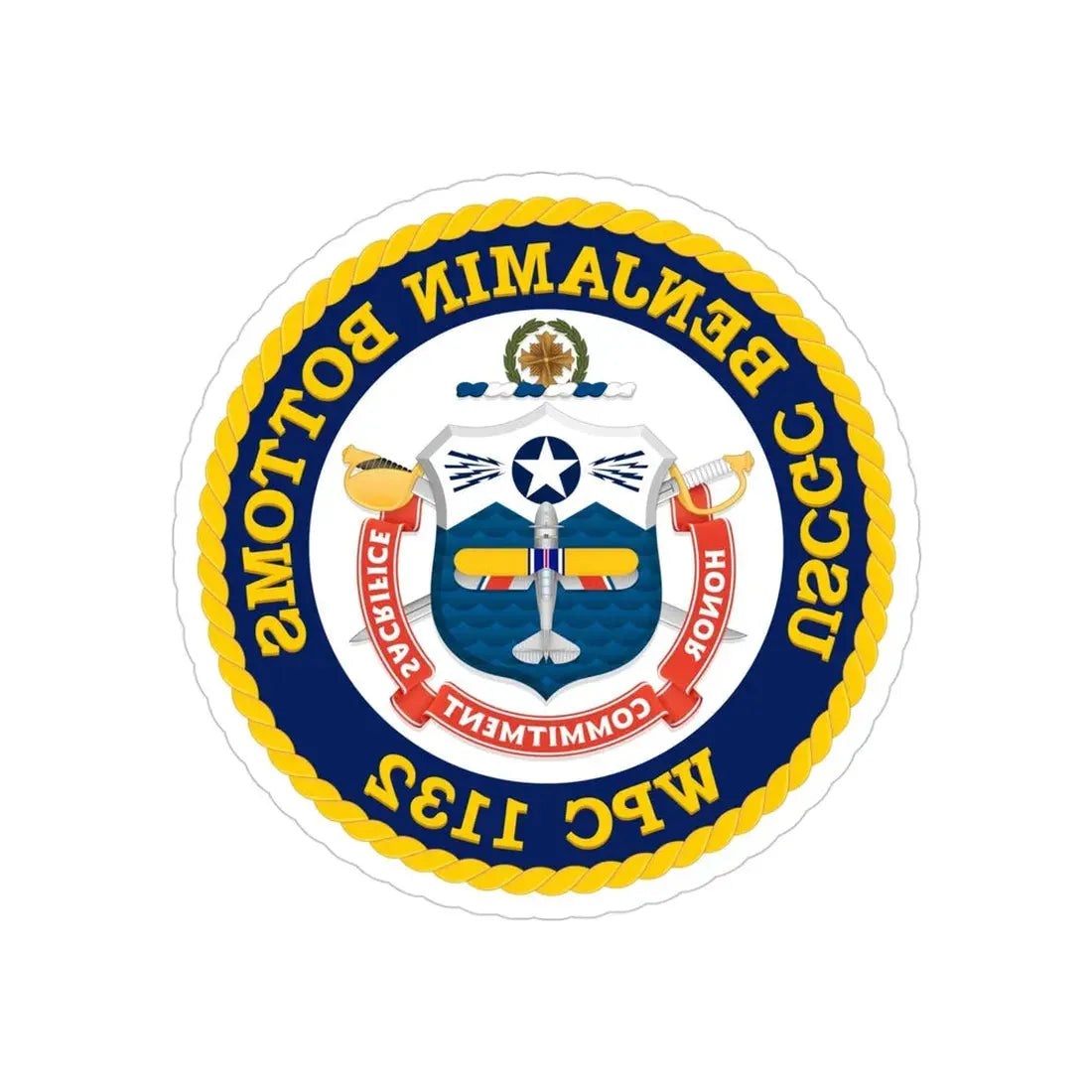 USCGC Benjamin Bottoms WPC 1132 (U.S. Coast Guard) REVERSE PRINT Transparent Die-Cut STICKER 4 Inch Die-Cut Transparent - The Sticker Space