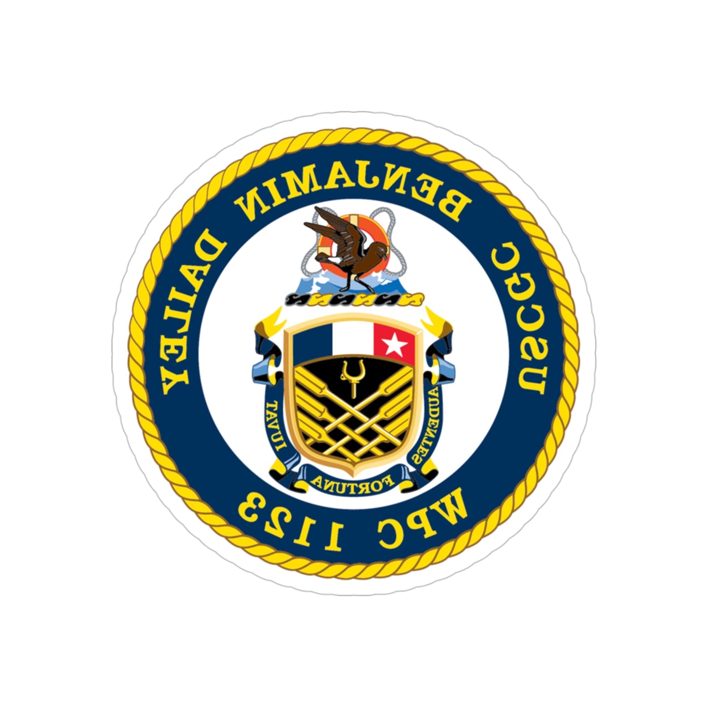 USCGC Benjamin Dailey WPC 1123 (U.S. Coast Guard) REVERSE PRINT Transparent STICKER-4" × 4"-The Sticker Space