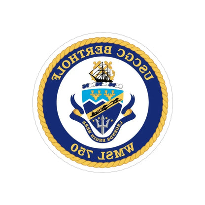 USCGC Bertholf WMSL 750 (U.S. Coast Guard) REVERSE PRINT Transparent Die-Cut STICKER 4 Inch Die-Cut Transparent - The Sticker Space