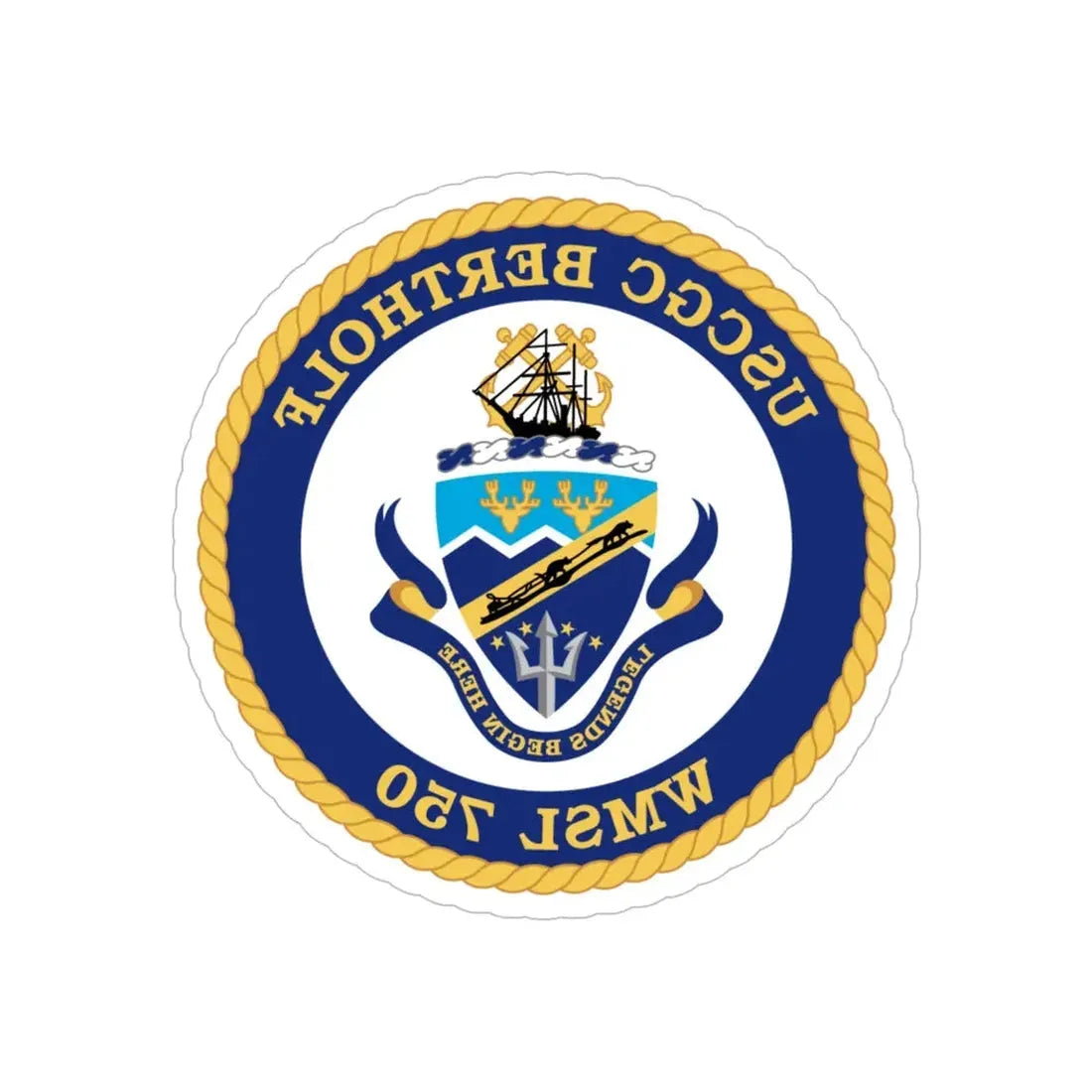 USCGC Bertholf WMSL 750 (U.S. Coast Guard) REVERSE PRINT Transparent Die-Cut STICKER 6 Inch Die-Cut Transparent - The Sticker Space
