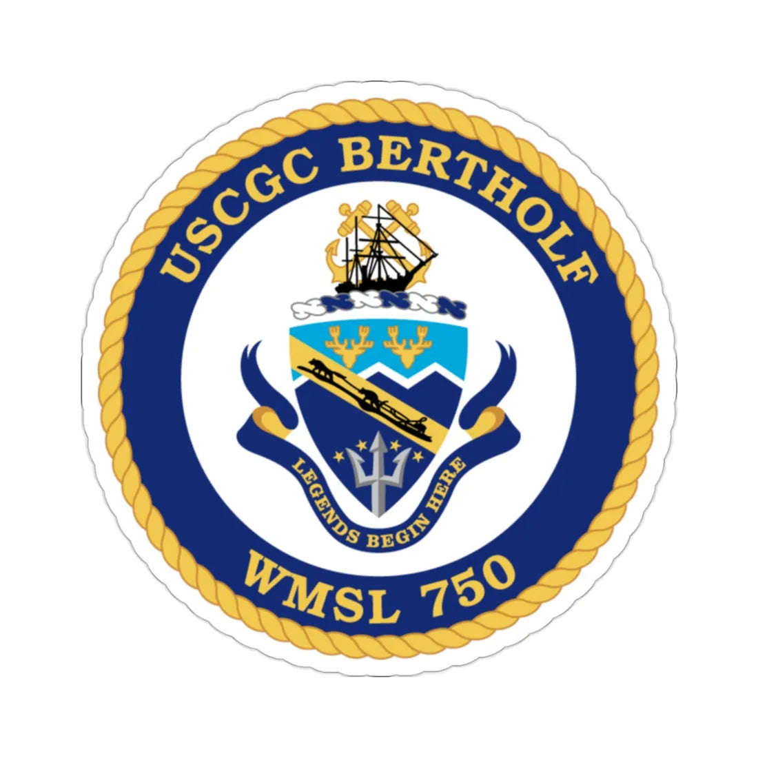 USCGC Bertholf WMSL 750 (U.S. Coast Guard) STICKER Vinyl Die-Cut Decal 2 Inch - The Sticker Space