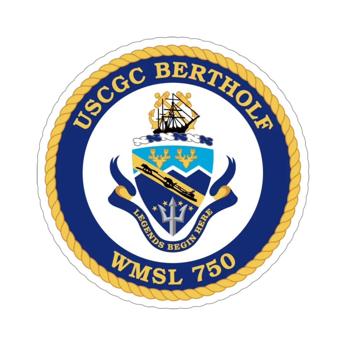 USCGC Bertholf WMSL 750 (U.S. Coast Guard) STICKER Vinyl Die-Cut Decal 4 Inch - The Sticker Space