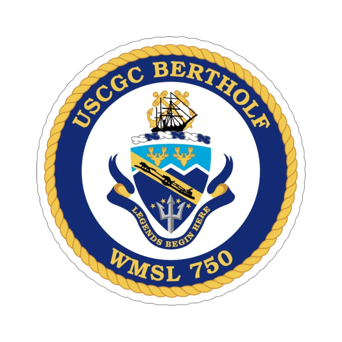USCGC Bertholf WMSL 750 (U.S. Coast Guard) STICKER Vinyl Die-Cut Decal 6 Inch - The Sticker Space