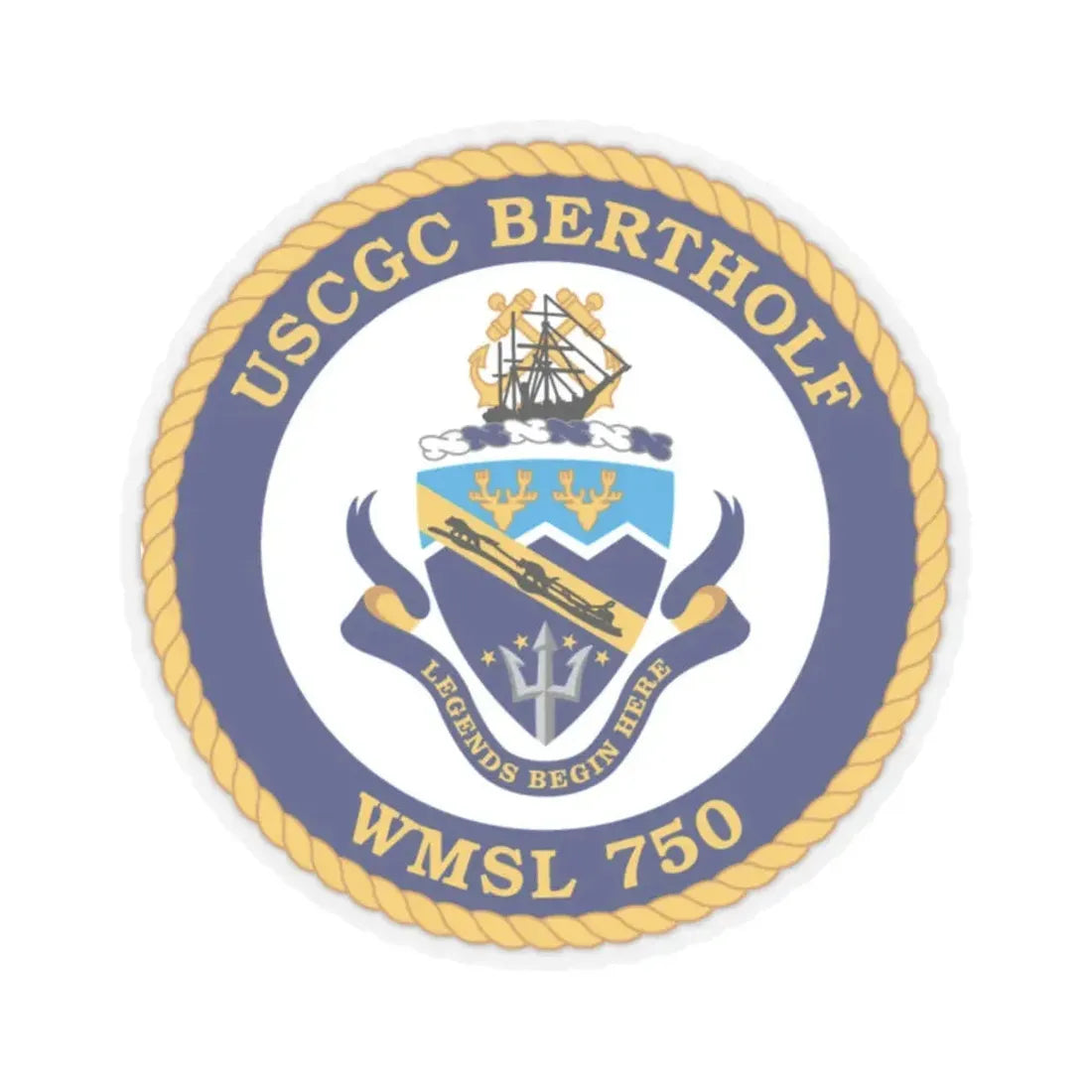 USCGC Bertholf WMSL 750 (U.S. Coast Guard) STICKER Vinyl Kiss-Cut Decal 2 Inch Transparent - The Sticker Space