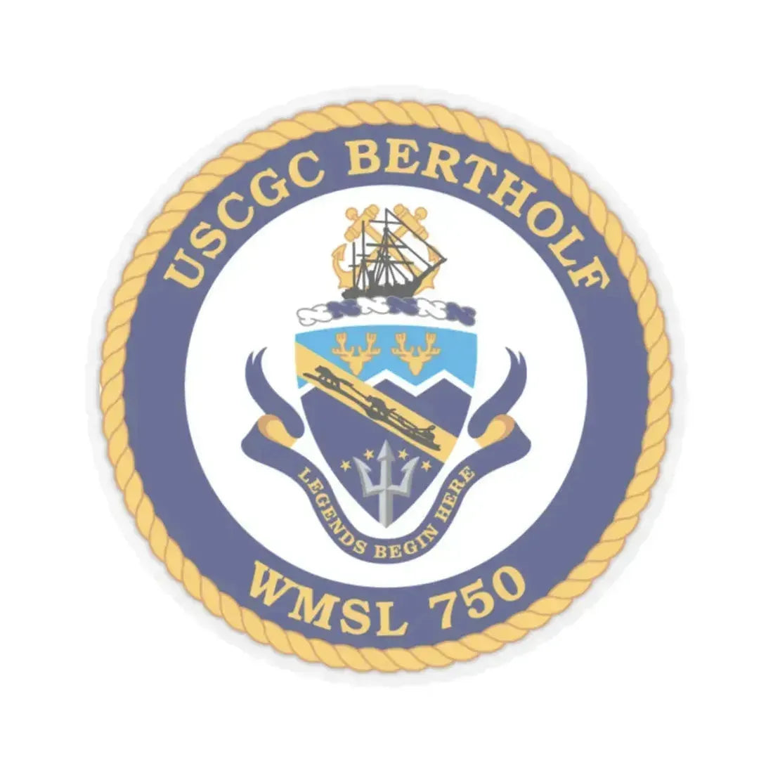 USCGC Bertholf WMSL 750 (U.S. Coast Guard) STICKER Vinyl Kiss-Cut Decal 2 Inch Transparent - The Sticker Space